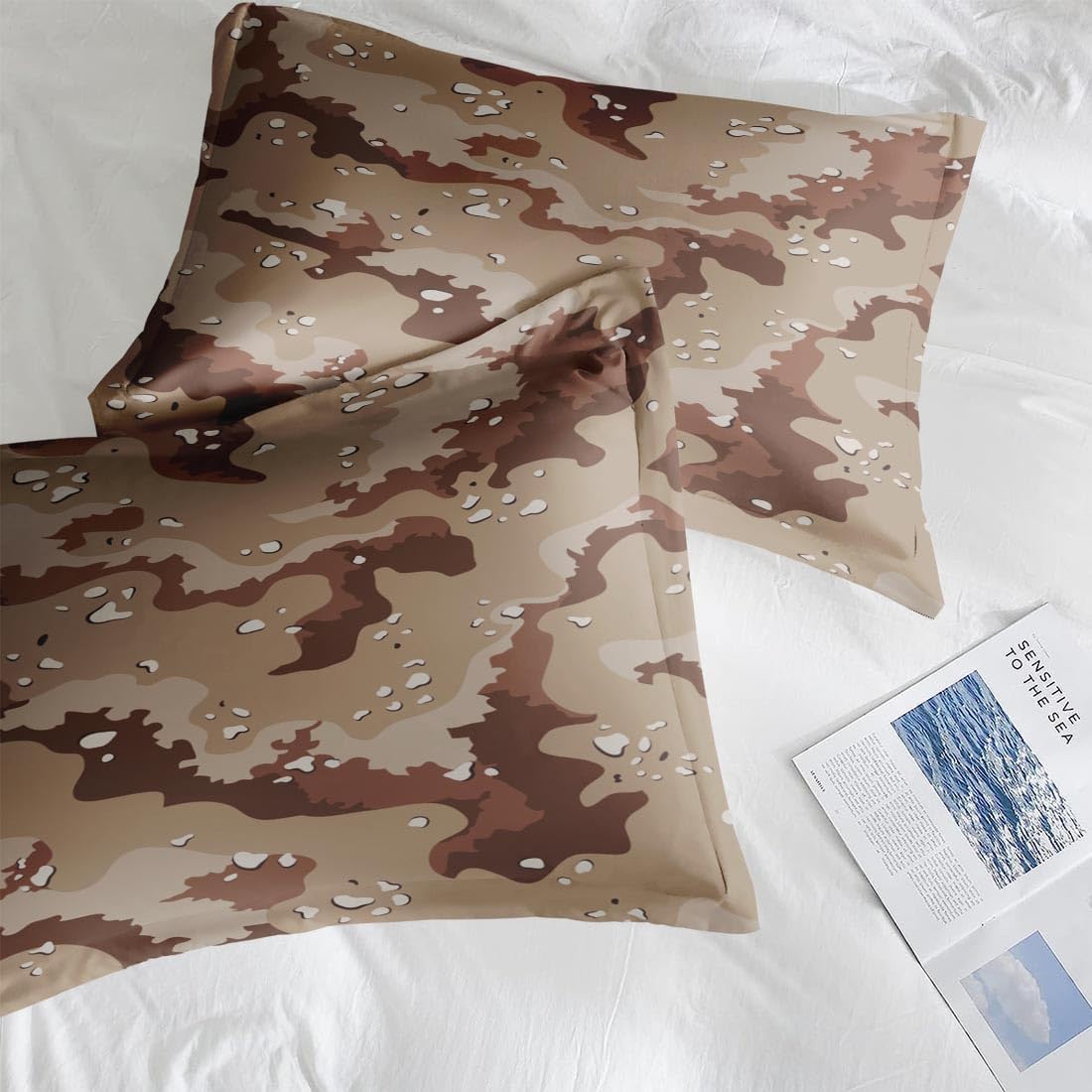 Pamnest King Size Bed Sheet Sets, Desert Camo Camouflage Soft Microfiber 4 Pcs Bedding Sets for Kids and Adults Bedroom Bed Decor, Army Military American Flat Flat, Fitted Sheet and 2 Pillowcases