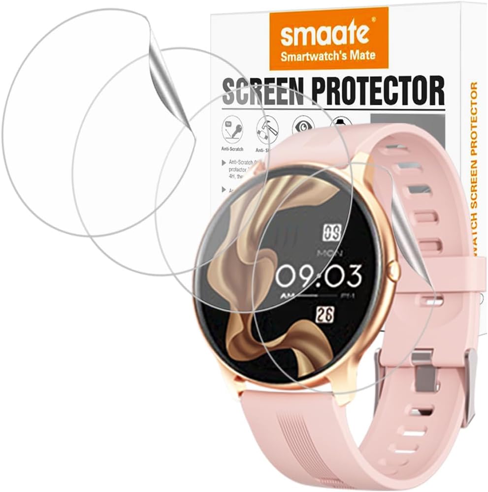 Soft Screen Protector Compatible with AGPTEK LW11 Smartwatch Round Screen 1.28inch, 4 pieces