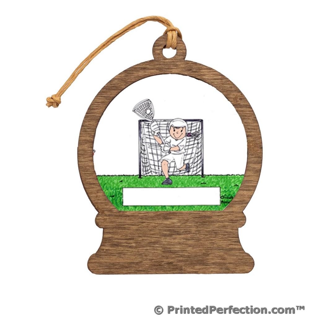 PrintedPerfection.com Personalized Lacrosse - Female Wooden Snow Globe Shaped Christmas Ornament