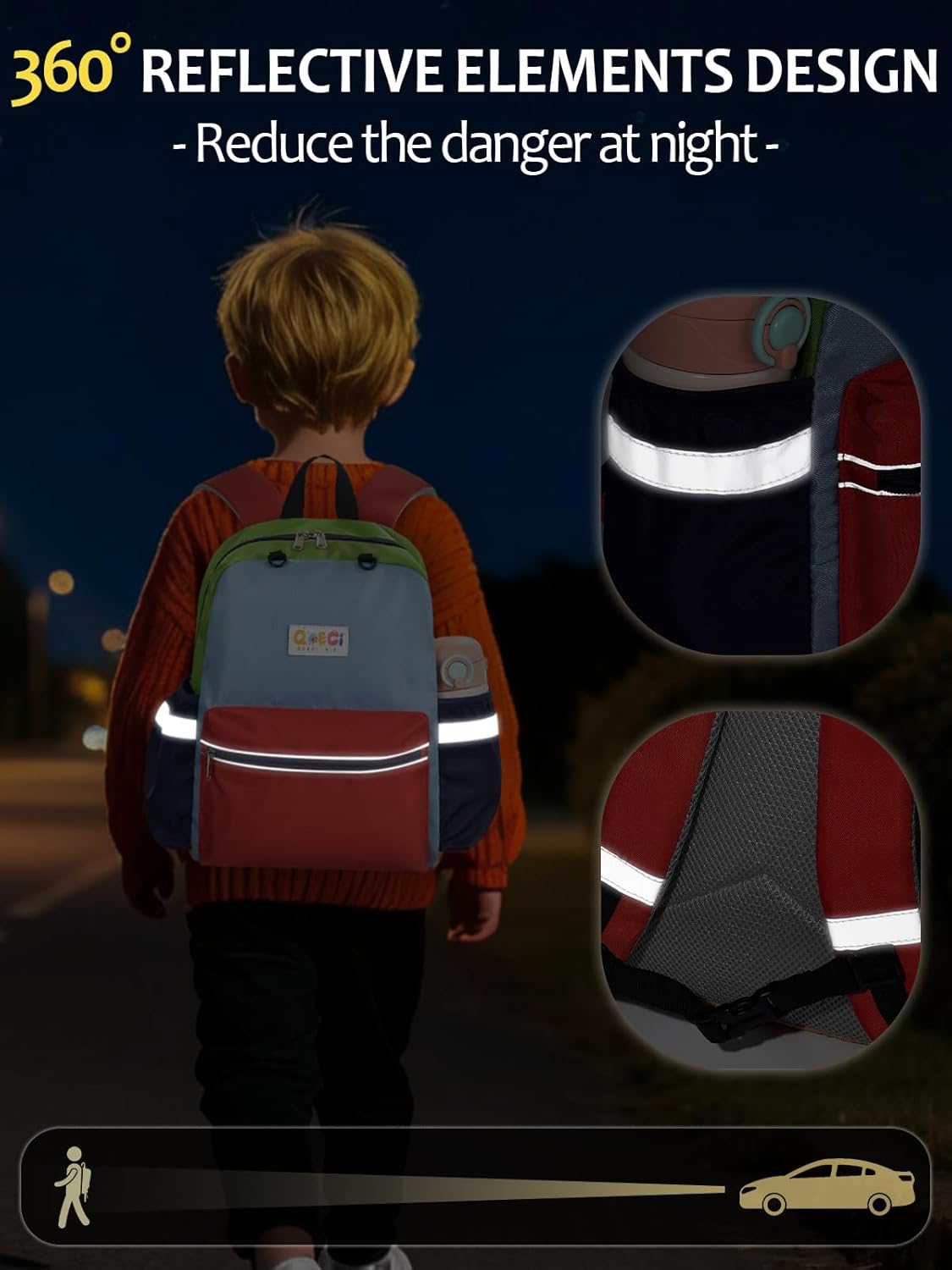 Toddler Backpack for Boys Girls 2-5, Kids Preschool Backpack, 13inch Little Kids Backpack Daycare School Bookbag for Kindergarten Elementary School Travel,Orange&Red - Image 2