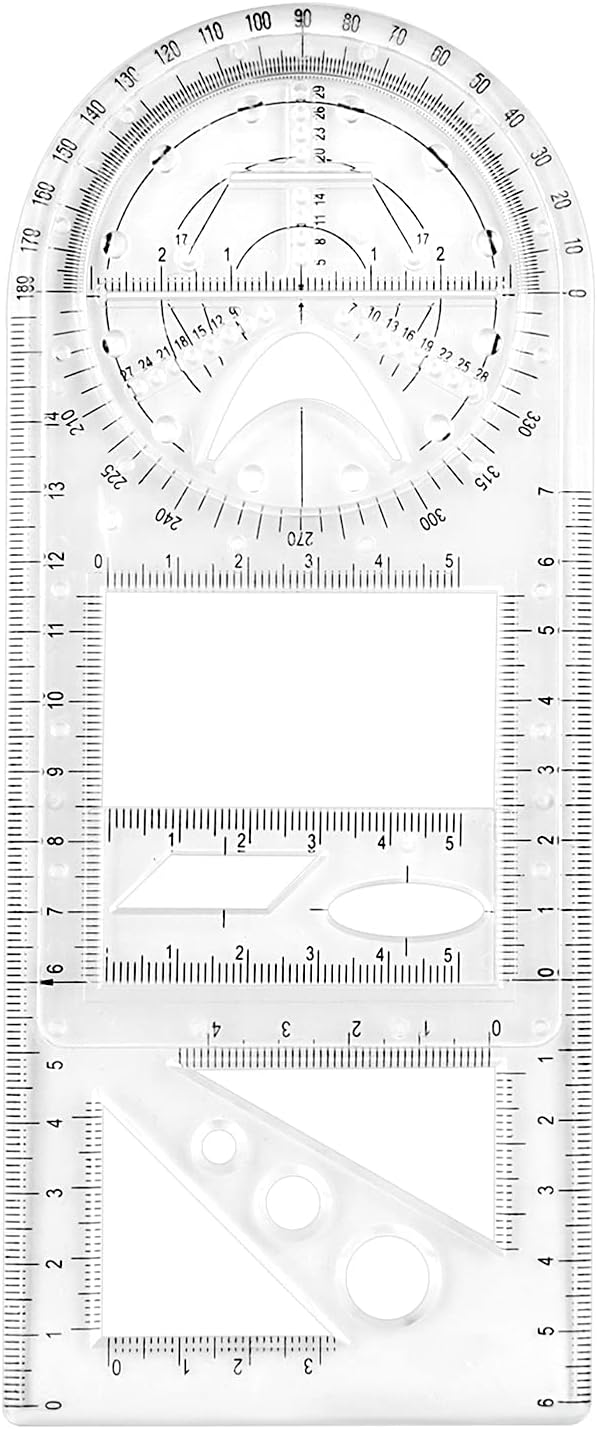 Multifunctional Geometric Ruler, Measuring Geometry Rulers Drawing Template Measuring Tool for Students School Design Office Building Drafting Tools Circle Template Drafting Tools Kits (Intermediate) : Office Products