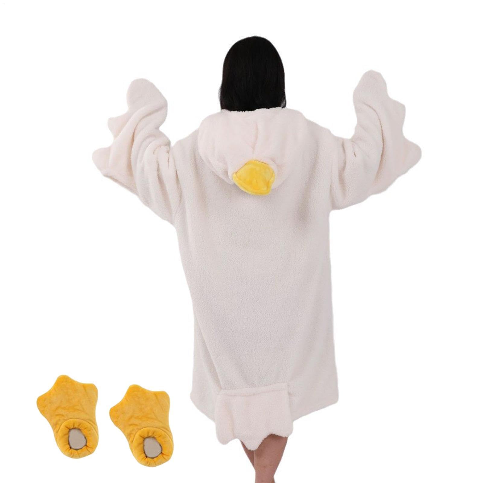Generisch Coperta portatile – Felpa con cappuccio oversize con motivo oche | coperta con cappuccio per camera da letto, serate cinema, feste, riunioni di famiglia, campeggio, viaggi, soggiorno