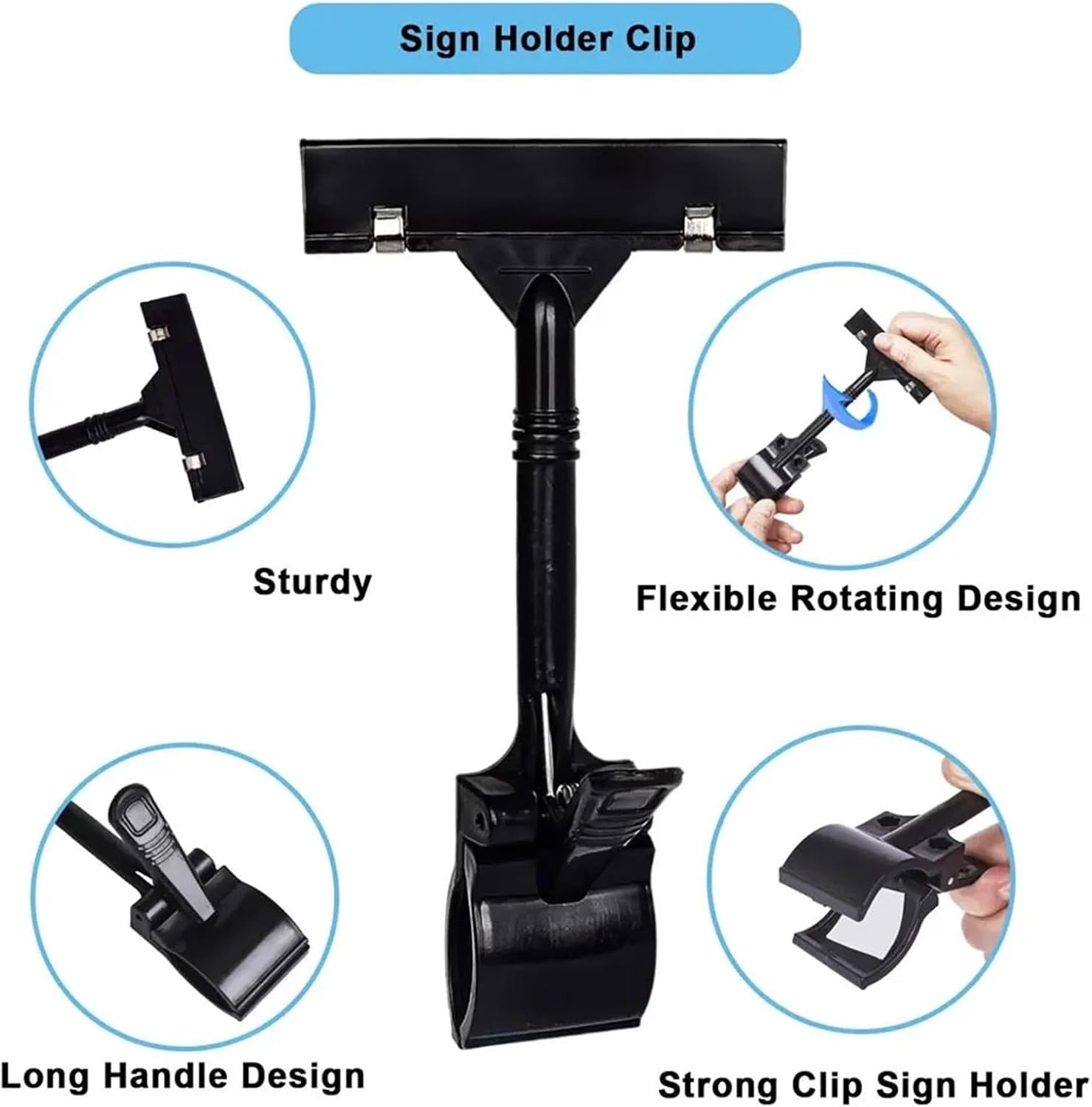 Price Tag Holder 20Pcs Adjustable Clip-On Sign Holder Double-Head Rotating Display for Shelf Price Tag for Retail Stores, Supermarkets and Trade Shows