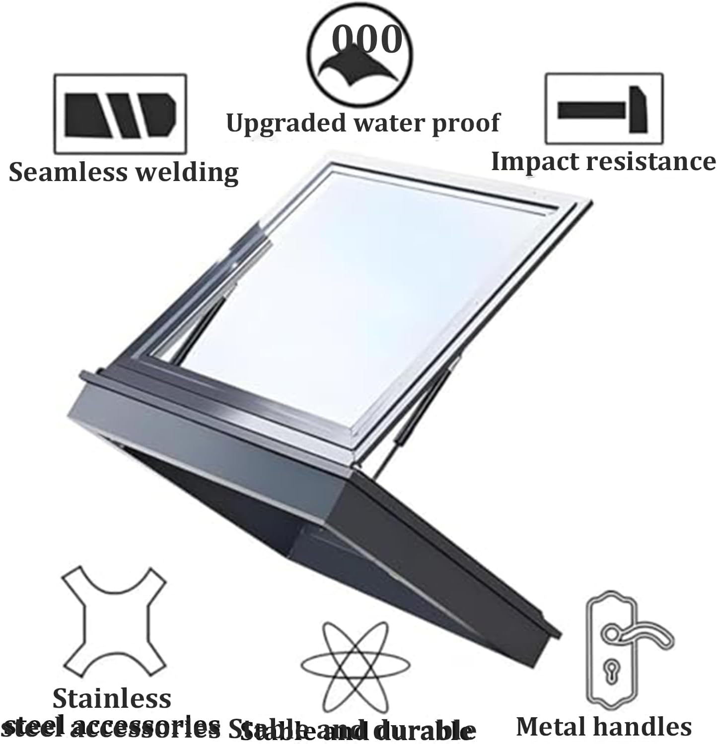 Aluminum Alloy Roof Skylight Door - Double Tempered Glass, Large 68x88cm, Ideal for Corridors, Attics, and Stairs - Enhance Natural Light & Ventilation