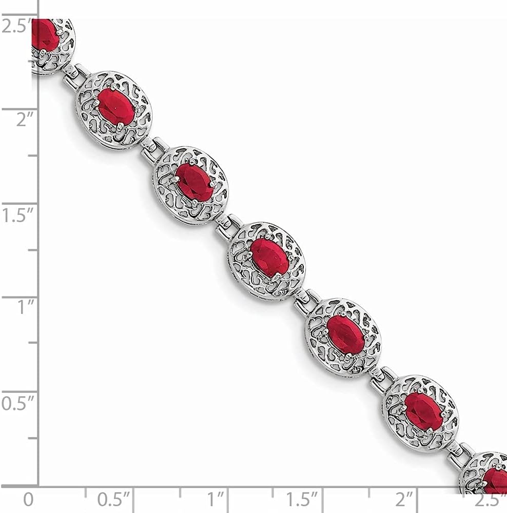 Diamond2Deal 925 Sterling Silver Rhodium Plated Oval Cut Ruby Tennis Bracelet Gift for Women