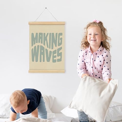 Miniatura 3 de PLKMN Decoración de pared de playa de surf, arte de pared de olas con colgador de póster de madera, arte de pared costero de verano, 12 x 16 pulgadas