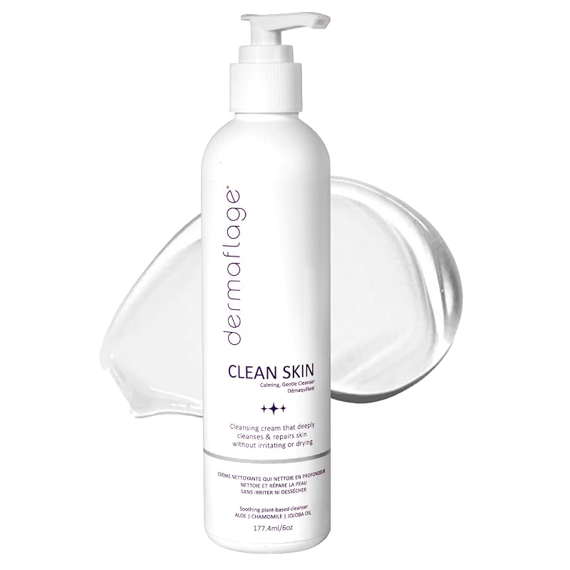 Dermaflage Clean Skin Cleanser – Limpador facial sem fragrância e sem sulfatos, pH equilibrado, 177 mL