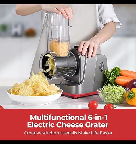 Miniatura 2 de Rallador eléctrico de queso 5 en 1 - Cortadora y trituradora eléctrica multifunción para queso, verduras, nueces y más - Potente motor de 150 W,
