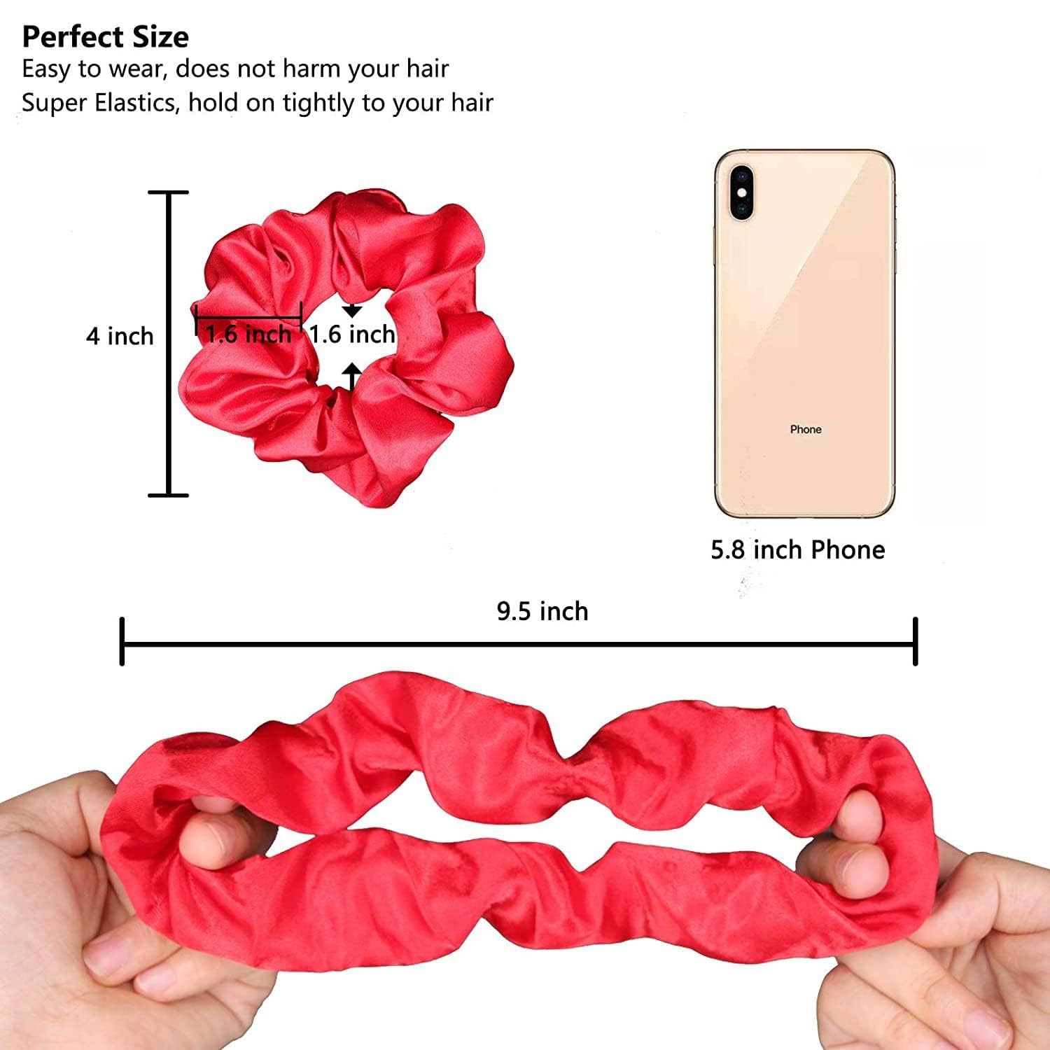 Rubela Hair Scrunchies, BeeVines Satin Silk Scrunchies for Hair, Silky Curly Hair Accessories for Women, 2