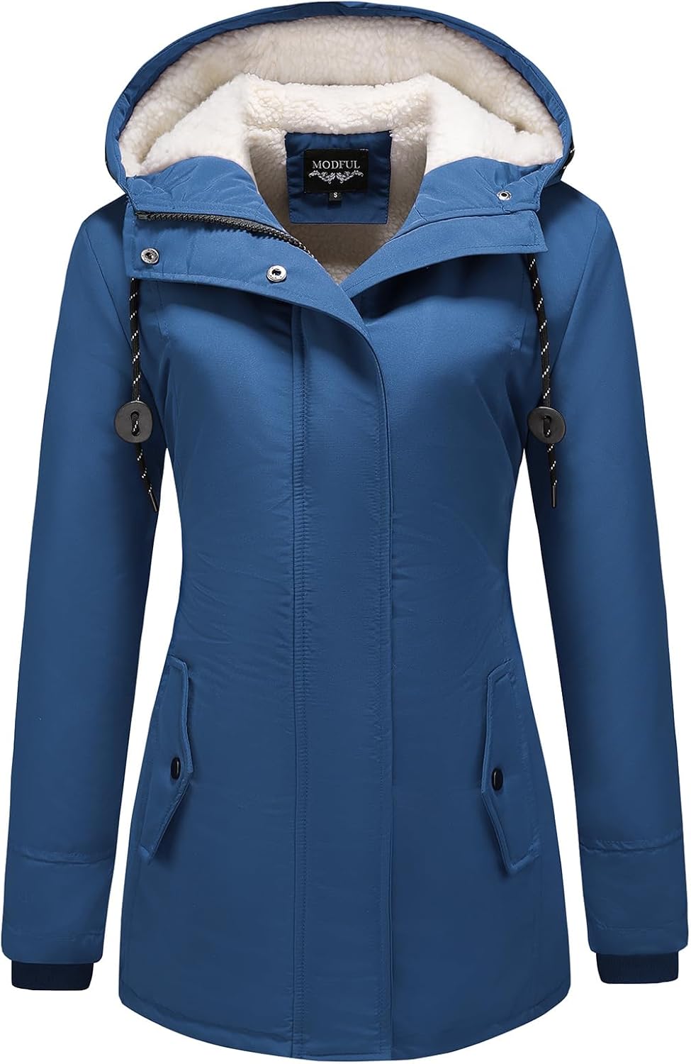 MODFUL Women's Warm Winter Coat Thicken Fleece Lined Parka Plus Size Jacket With Hood