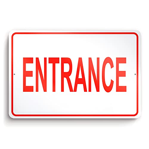 Entrance Sign, 8x12 Aluminum Enter Here Sign Outdoor/Indoor, Easy to