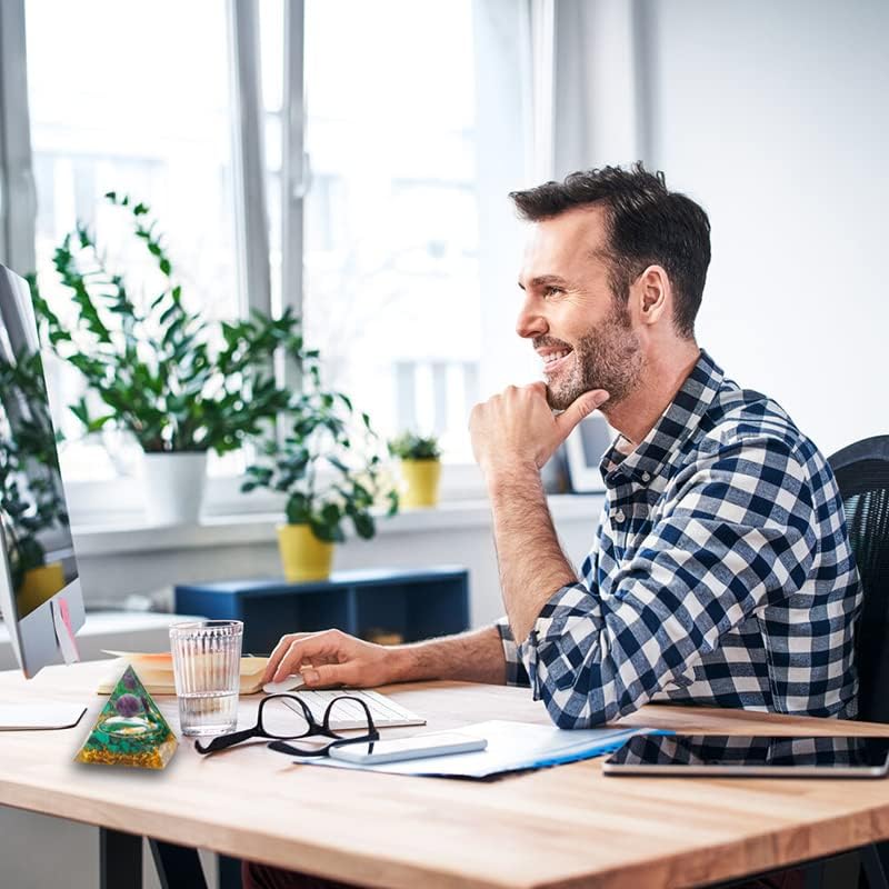 Orgonite Pyramid, Natural Amethyst Malachite Orgone Pyramid, Protection Crystals Energy Generator for Stress Reduce Meditation, Attract Wealth Lucky - Image 6