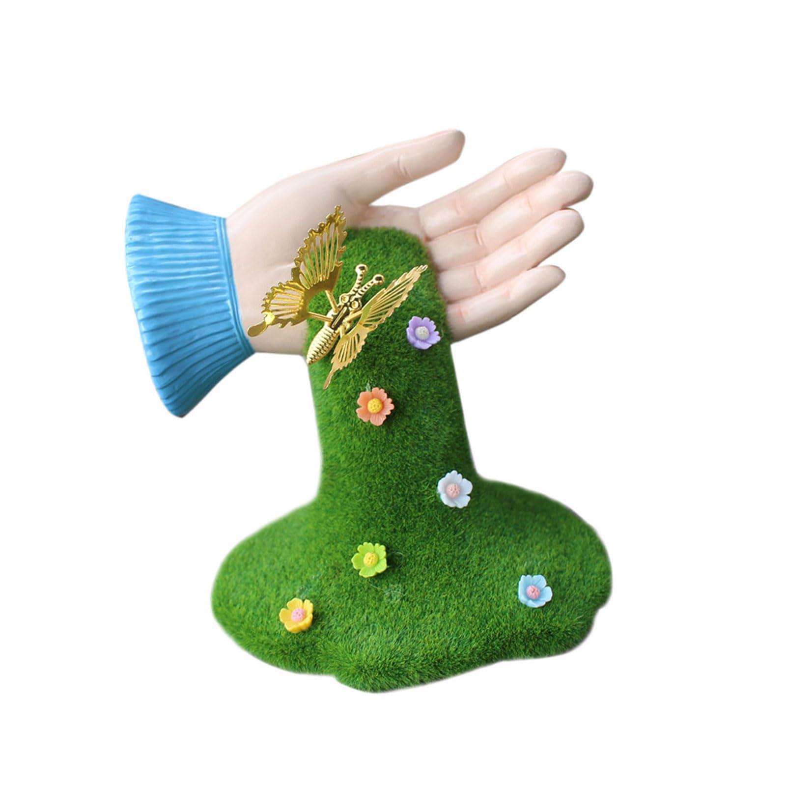 Tsophreniq Hand Figurine with Flapping Butterfly for Patio and Yard Art Grass Ornament Outdoor Grass Ornament Delicate Decorations Decors