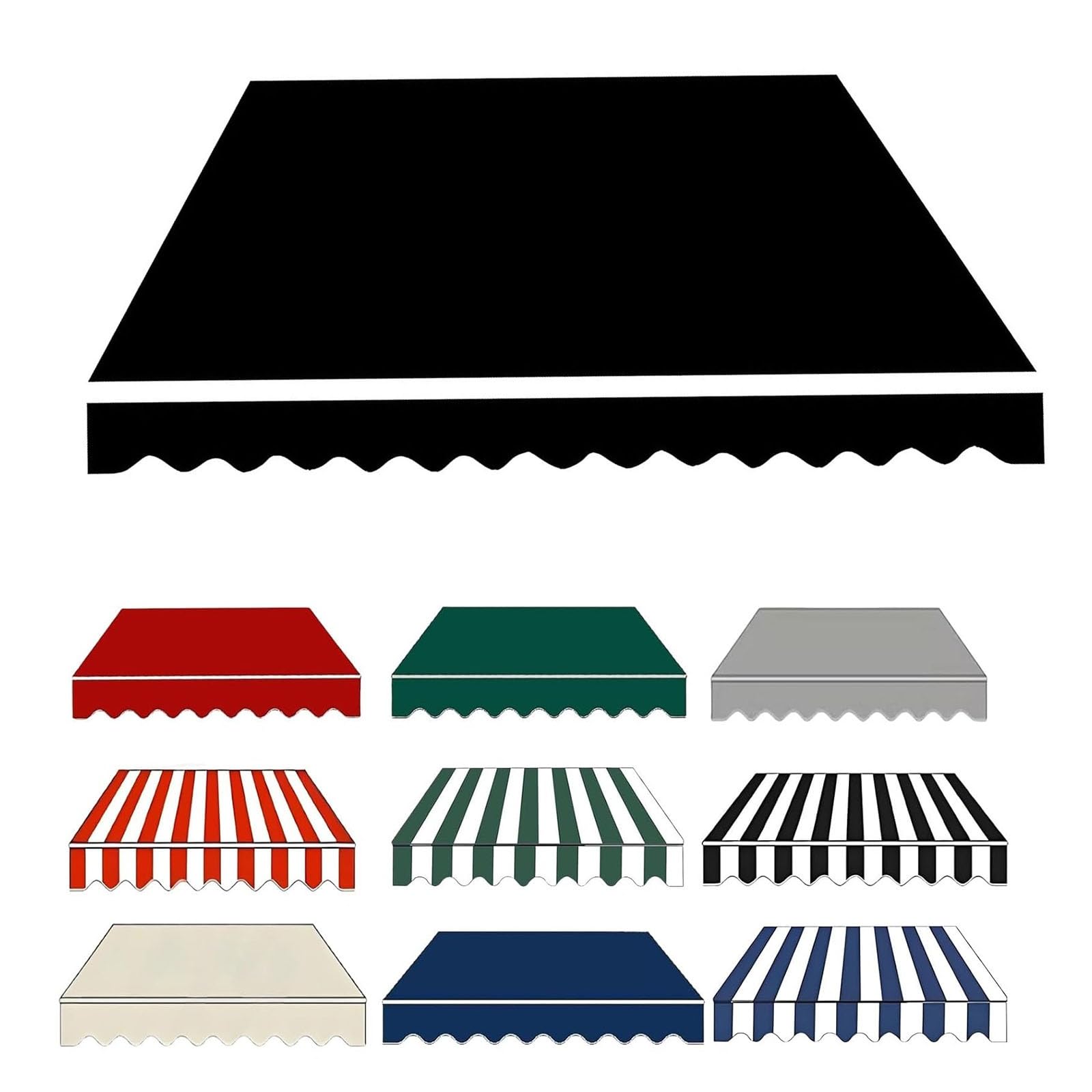 2.0m 2.5m 3.0m 3.6m 4m 5m Durabla Garden Awning Replacement Fabric Top Cover Front Valance, Window Awning Cover Waterproof, Awning Fabric Replacement(Black,400x300cm)