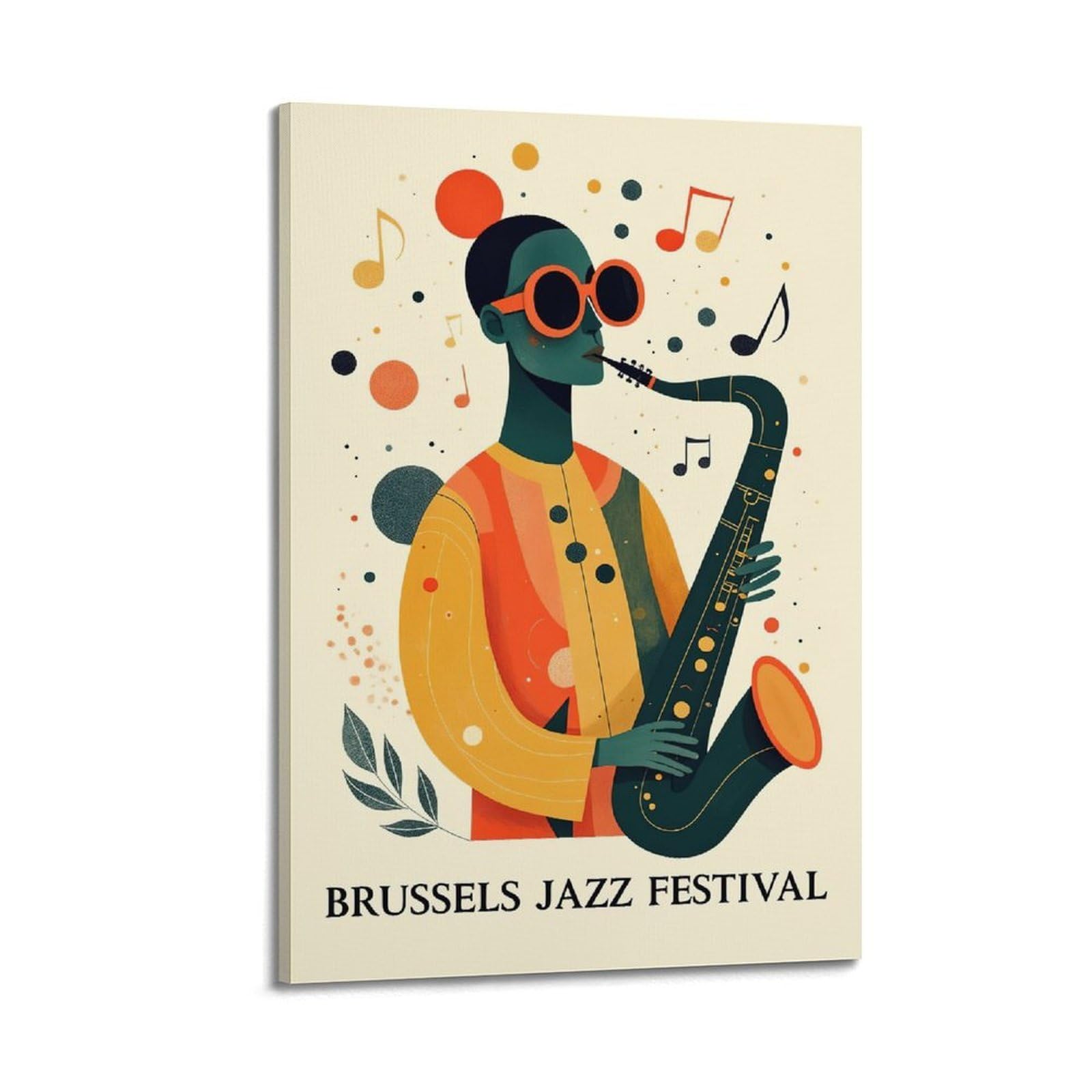 ZlXXYZ Poster su tela per decorazione moderna di famiglia e ufficio, motivo: musica di Bruxelles Jazz Festival, 40 x 60 cm, stile cornice