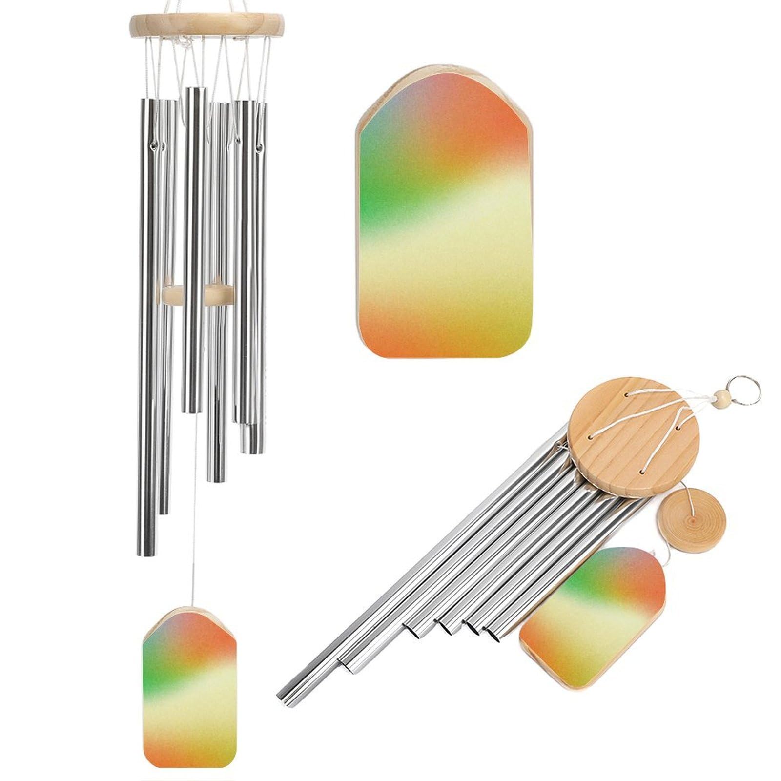 Minimalist Abstract Grainy Texture Diffused Color Wind Chimes Memorial Deep Tone Windchime with 6 Aluminum Tubes Outdoor Backyard Garden Decoration