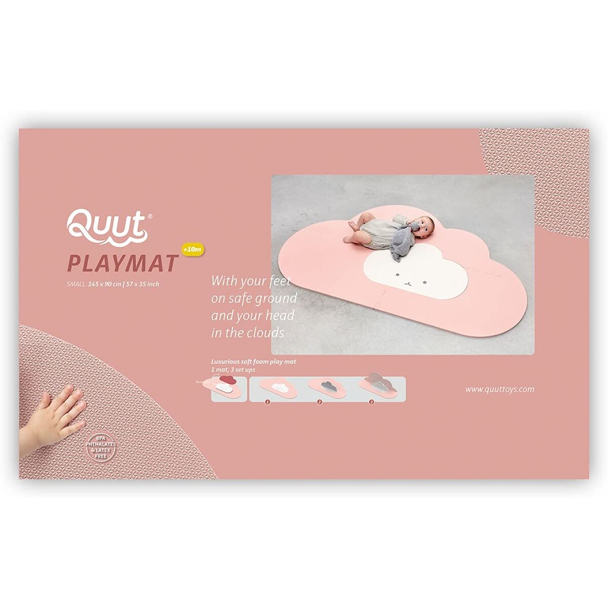 Quut - Alformbra de juegos bebe - Forma Nube - Alfombra Puzzle Infantil para bebés de Foam (EVA), Suelo Extra Acolchado para niños, Color Rosa y beige
