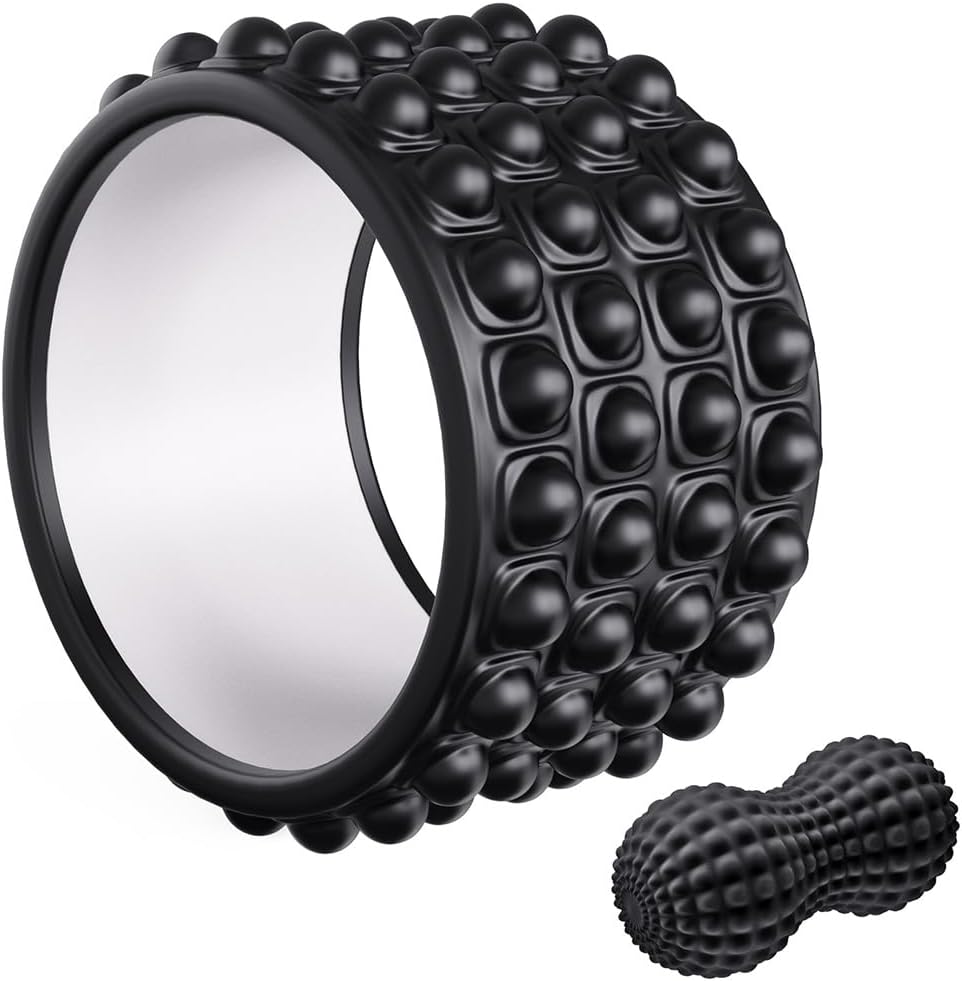 Kipika Back Roller Wheel,Back Stretcher,Back Cracker,Yoga Wheel, Foam Roller for Back Pain Relief and Posture Correction with Massage Ball