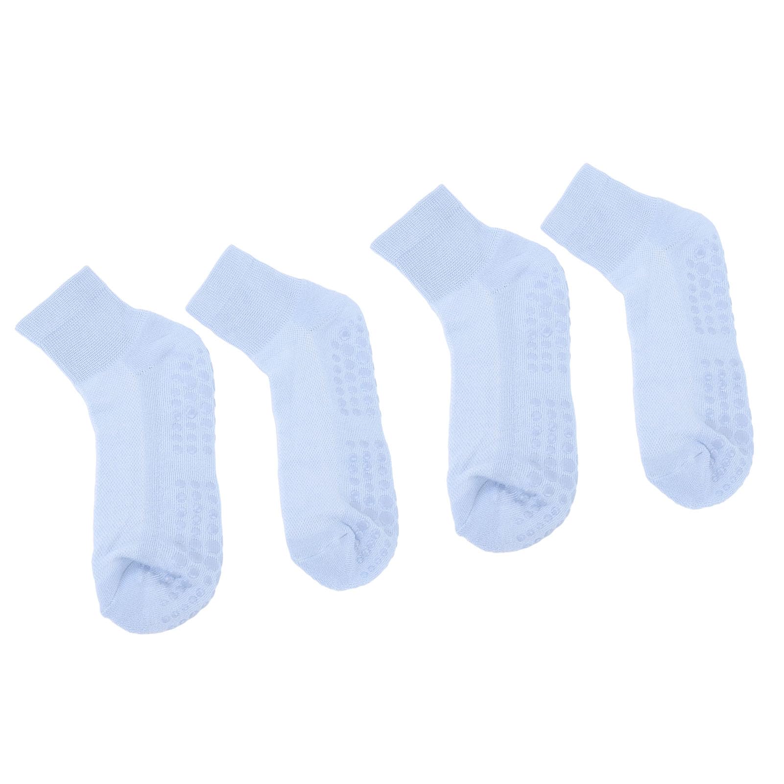 Wide Stretched Non Slip Socks Breathable Gripped Loose Socks for Middle Aged Elderly Obese Soft Blue (Large)