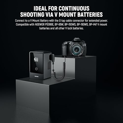 Miniatura 84 de NEEWER D Tap to NP-F550 Batería ficticia con cable para batería de montaje en V, fuente de alimentación estable para RGB660 RGB1200 RGB168 BH20B Luz