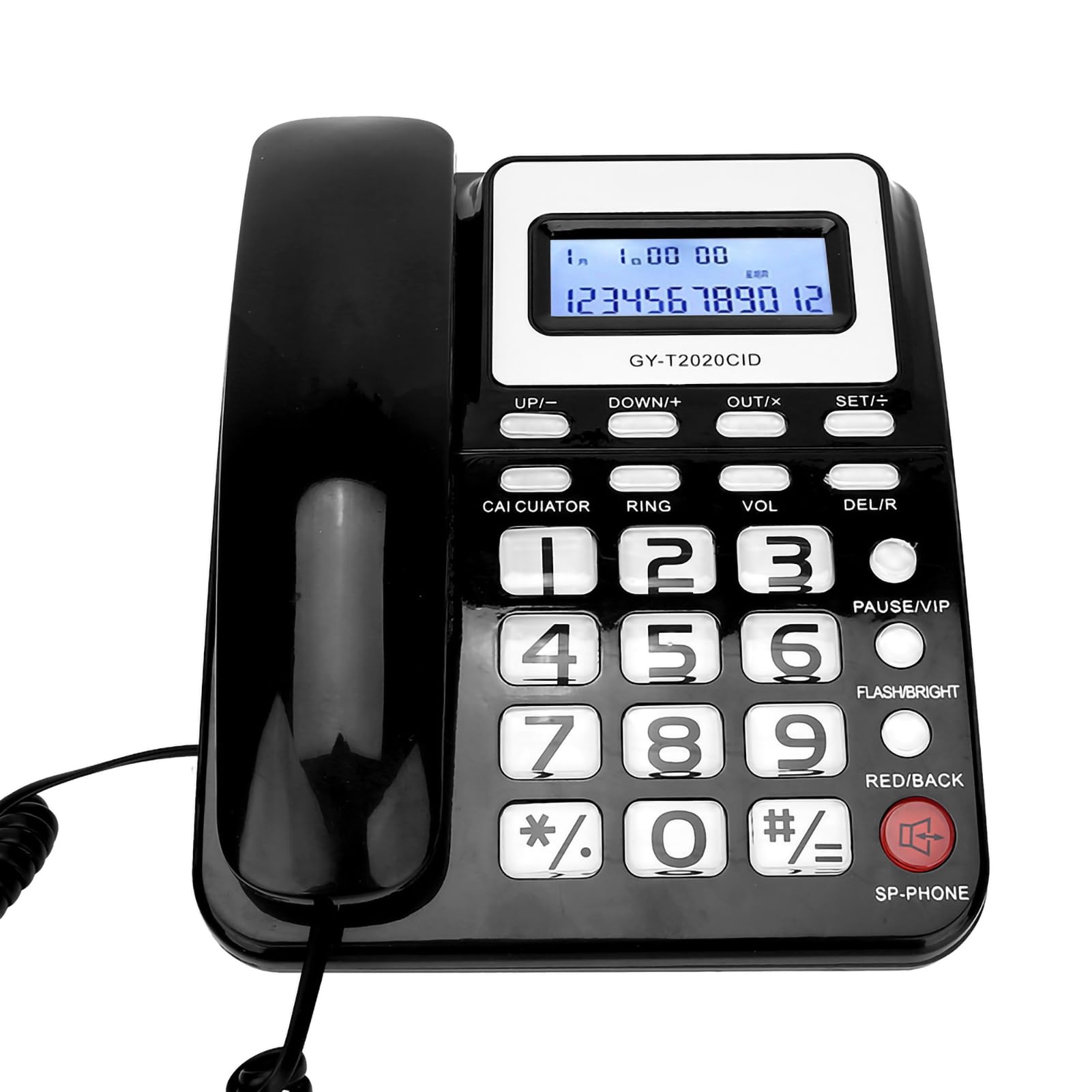 Téléphone Bureau à Domicile Filaire Noir Écran Identification Appel