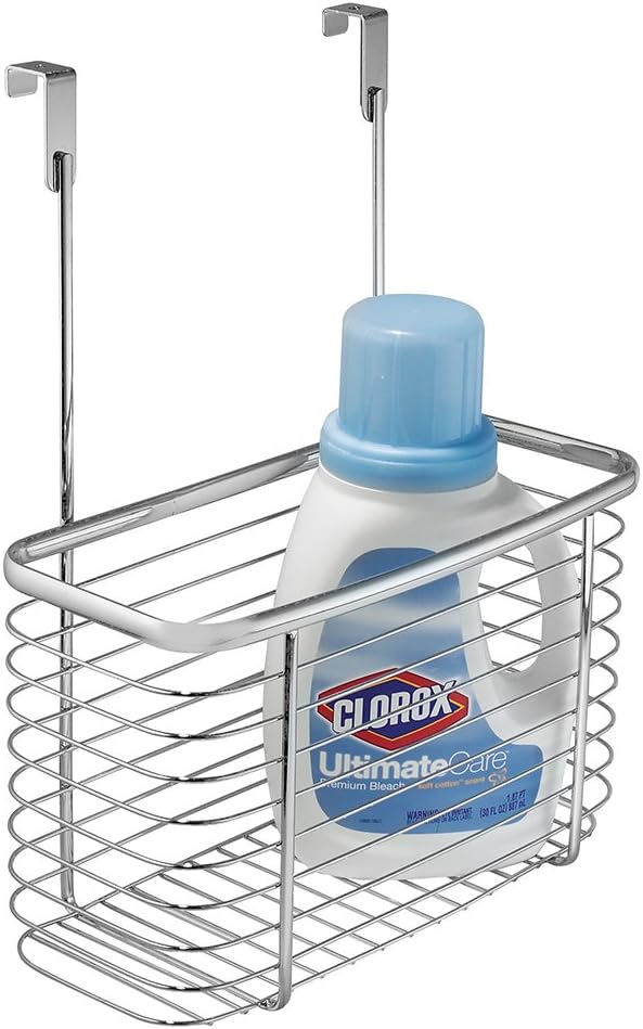 InterDesign Axis Over the Cabinet Kitchen Storage Organizer Basket for Aluminum Foil, Sandwich Bags, Cleaning Supplies - Large, Silver