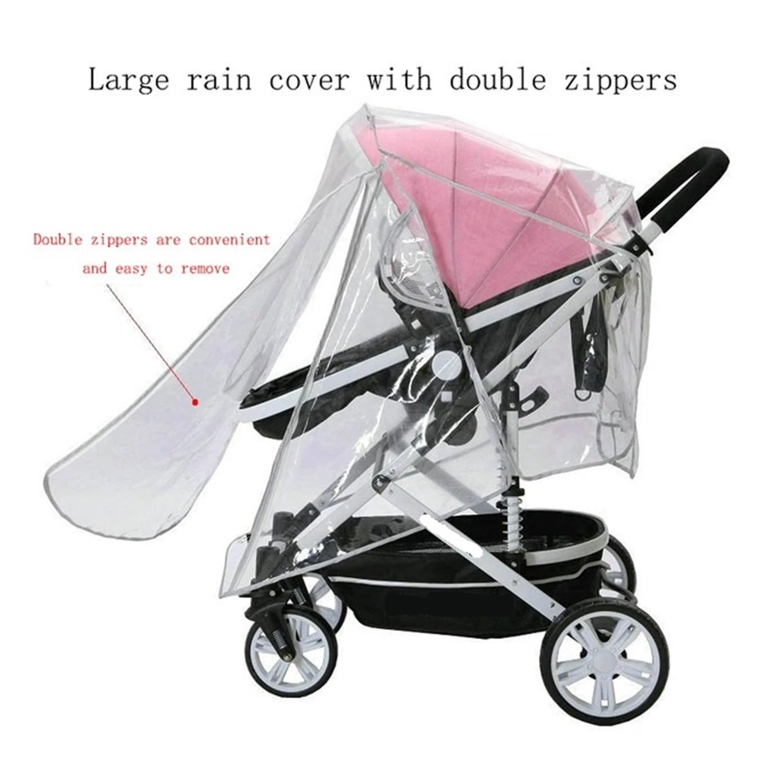 Housse Pluie pour Poussette Housse de Pluie Universelle imperméable for Poussette, Accessoires de Poussette, Pare-Vent Transparent, Fermeture éclair Ouverte for poussettes, imperméable(YJ37802)