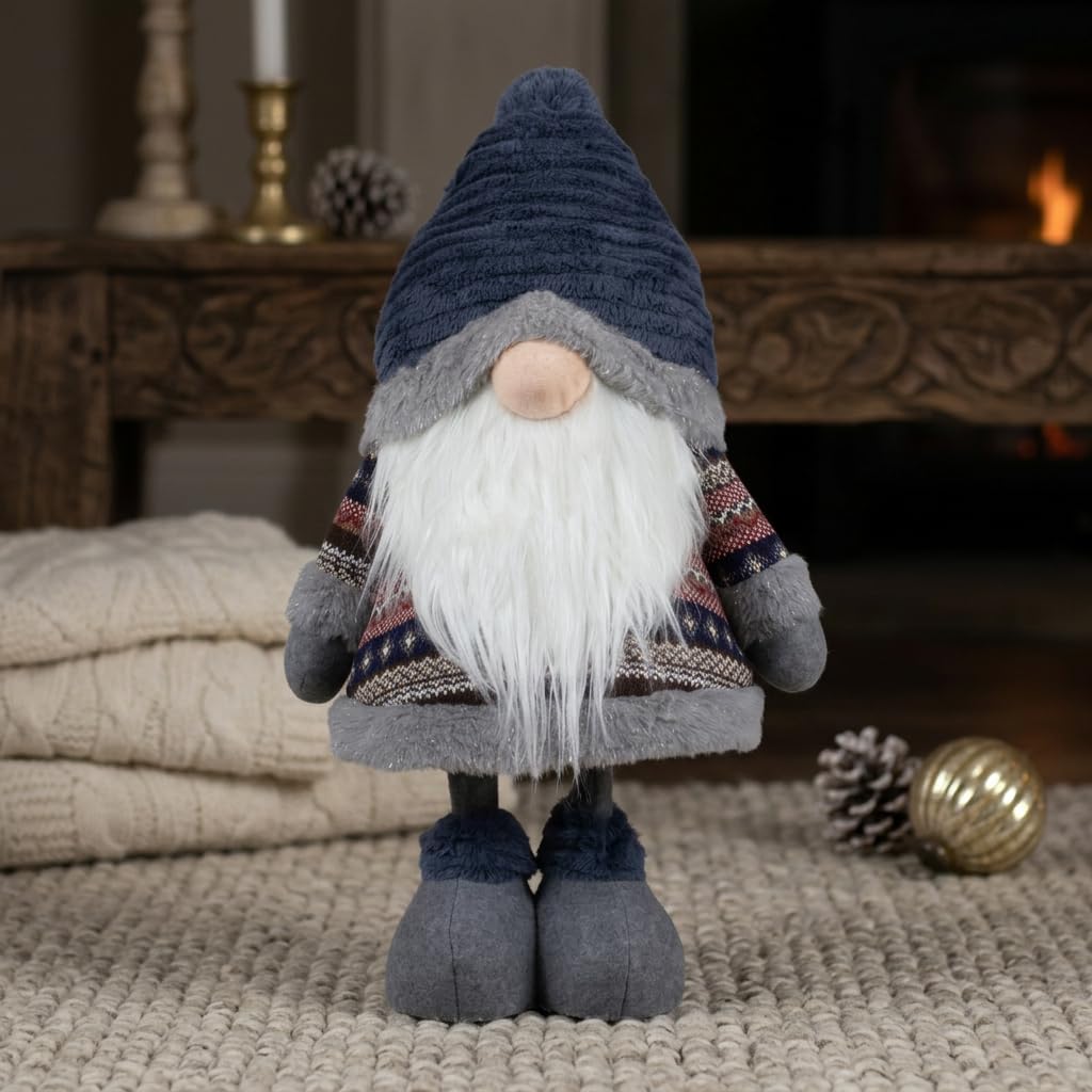 Monopol Christmas Paradise Wackelgnom Weihnachts-Wichtel 40cm (48cm) Deko Figur wackelt Blau