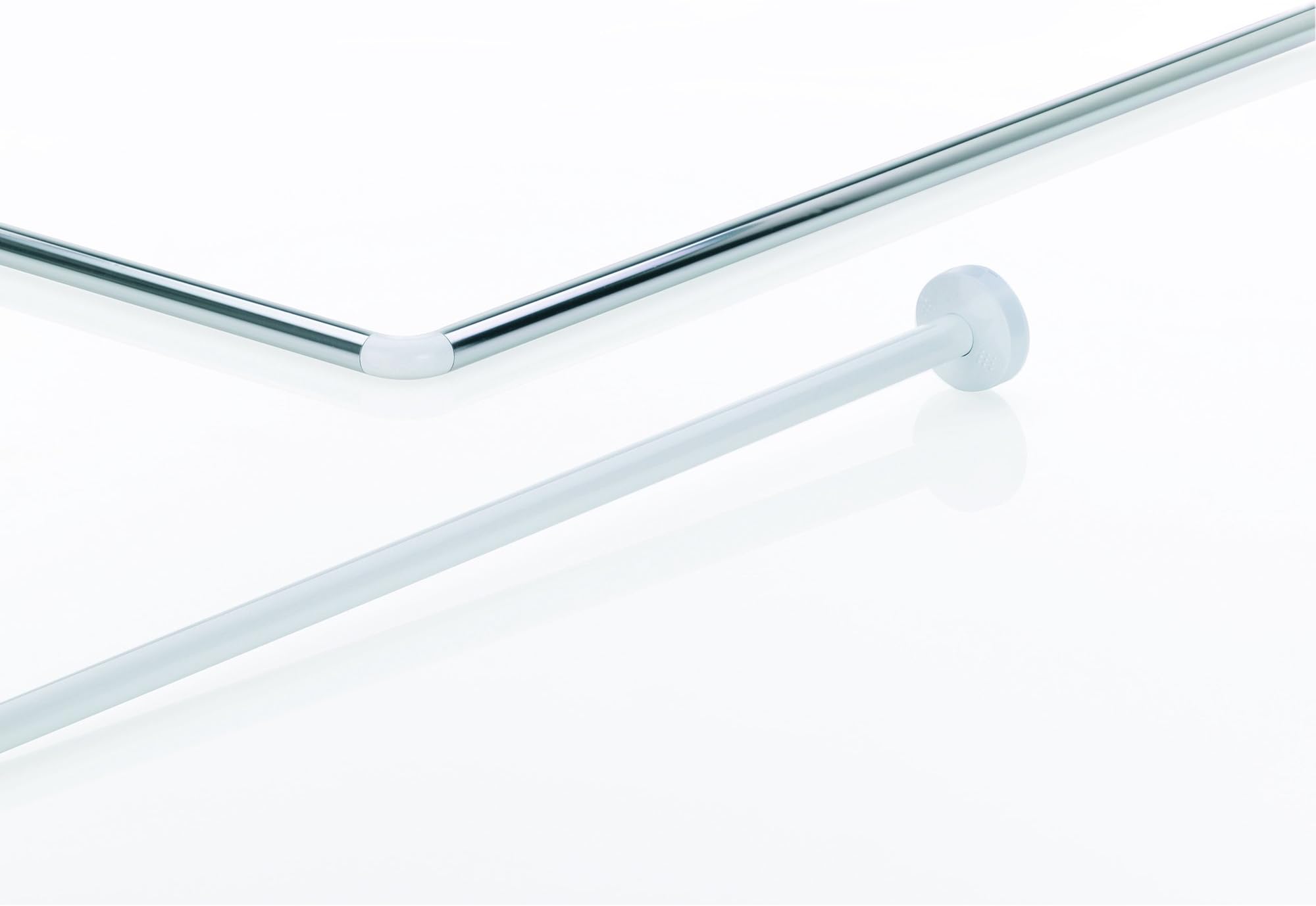 ALU DECKENHALTERUNG 120cm - Für Duschvorhangstangen Weiß 27mm