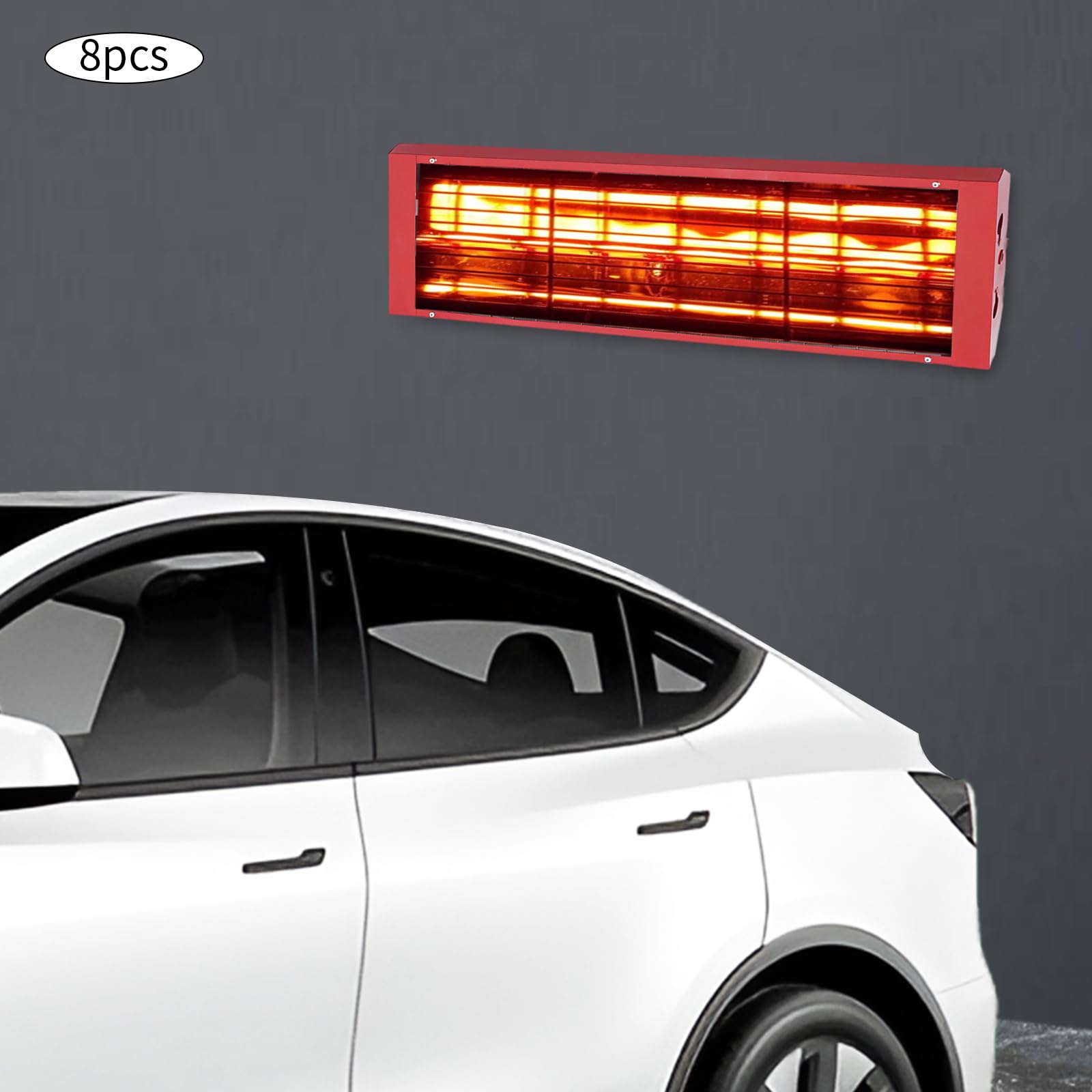 Florchest 2000W Baking Infrared Paint Curing Lamp, 1 Set of 8pcs Automotive Infrared Curing Lights 110V Body Repair Paint Curing Systems for Automobile Paint Booths, Furniture Paint Booths