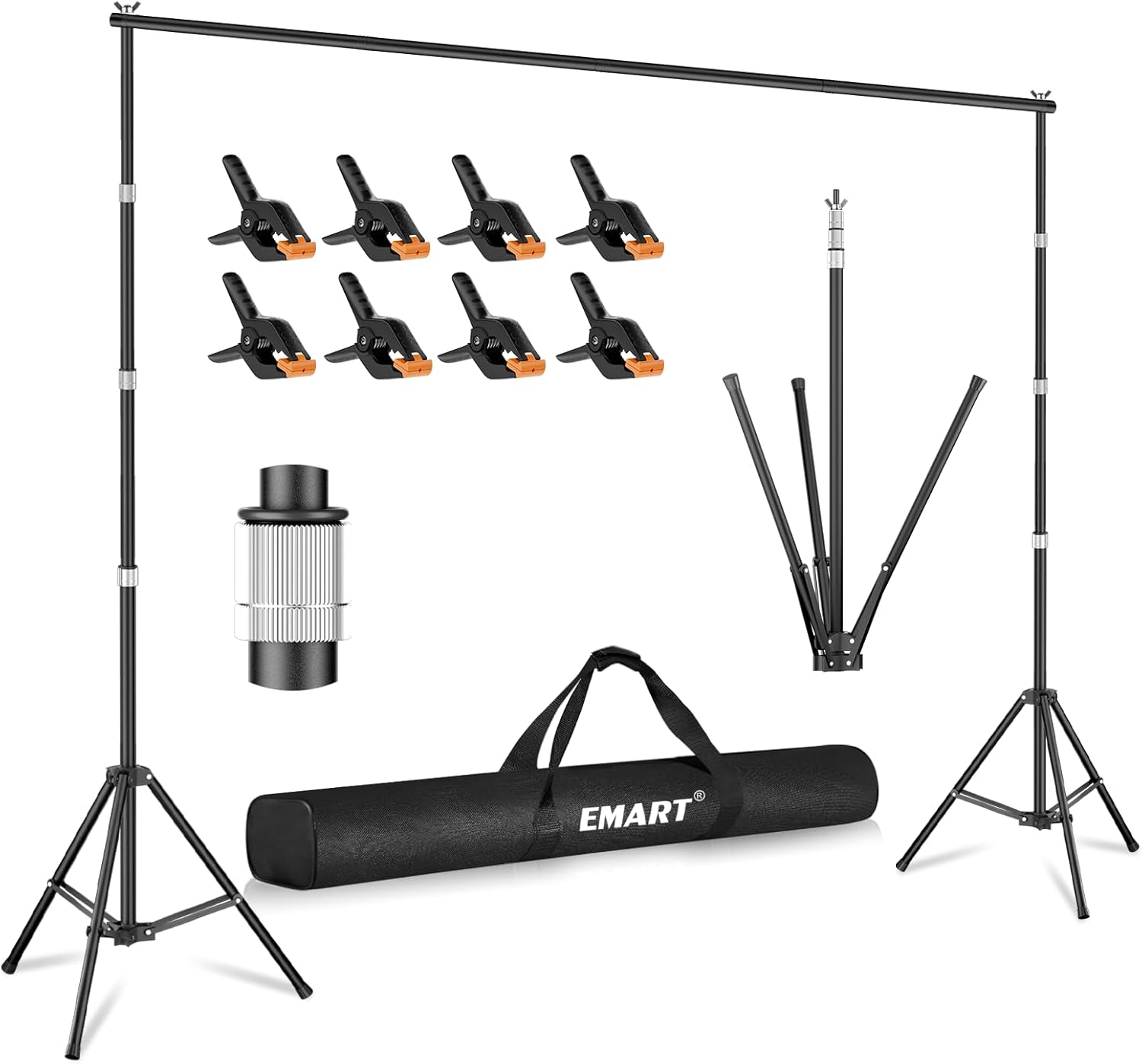 EMART Reverse-Folding Backdrop Stand,9.6x10 ft Photo Back Drop Adjustable Stand kit with a Carrying Bag for Party/Wedding/Photography/Festival Decoration/Graduation