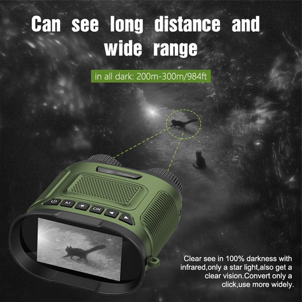 Garvee - Prismáticos de visión nocturna 4K HD - Pantalla ancha de 3" - Zoom Óptico 8X - Infrarrojo, Grabación foto/vídeo, resistente al agua, batería recargable, ideal para cazar, observación