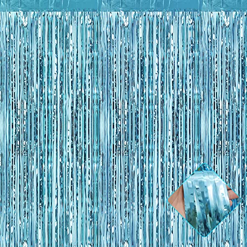 Cortina Metalizada Azul Claro 4 Pack 3.2ft x 8.2ft miniatura 1