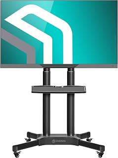 ONKRON Mobile TV Stand on Wheels Height Adjustable for 32” – 65” Inch Screens up to 50 kg max VESA 600x400 TS1351-B Black