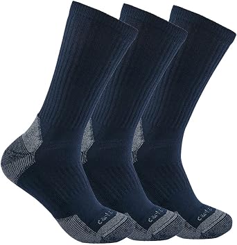 Carhartt Mens SC6203M Midweight Cotton Blend Crew Sock 3-Pack