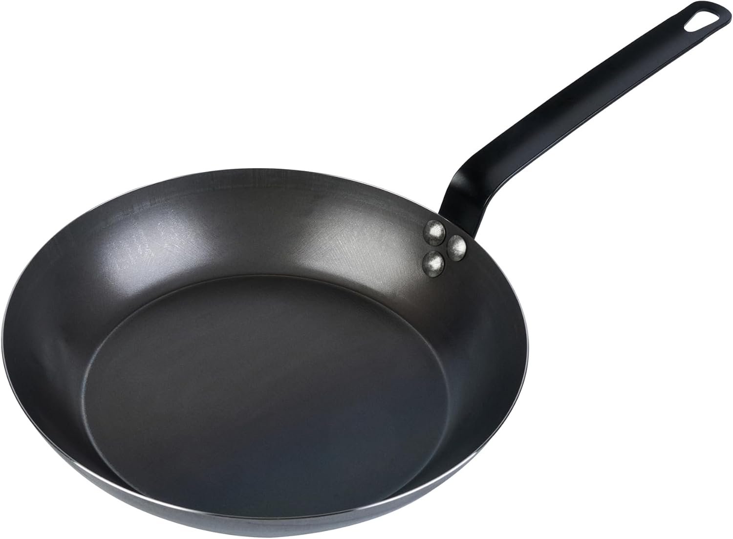 restaurantware met lux 11 inch fry pan, 1 lightweight frying pan - induction-ready, triple-riveted, black carbon steel cooking skillet, durable, for searing, sauteing, and browning food black carbon steel / 1 11"