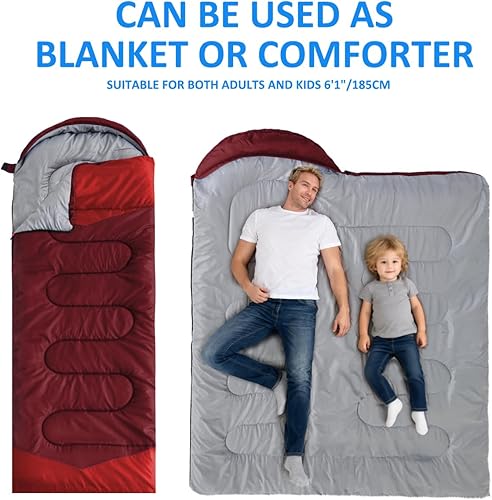Miniatura 3 de Oaskys - Saco de dormir para acampar, para 3 estaciones, clima cálido y fresco, verano, primavera, otoño, ligero, resistente al agua, para adultos y