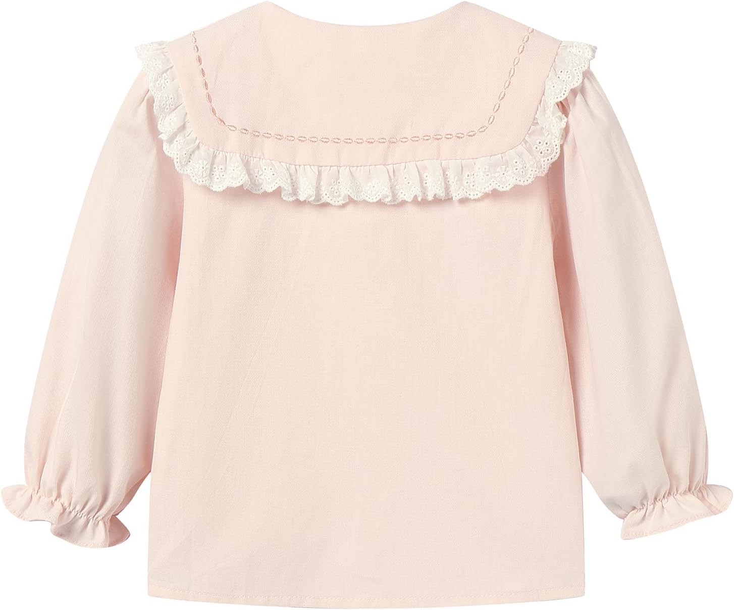 Baby Girl Floral Embroidered Shirt Peter Pan Collar Blouse for 6M-5T - Image 4