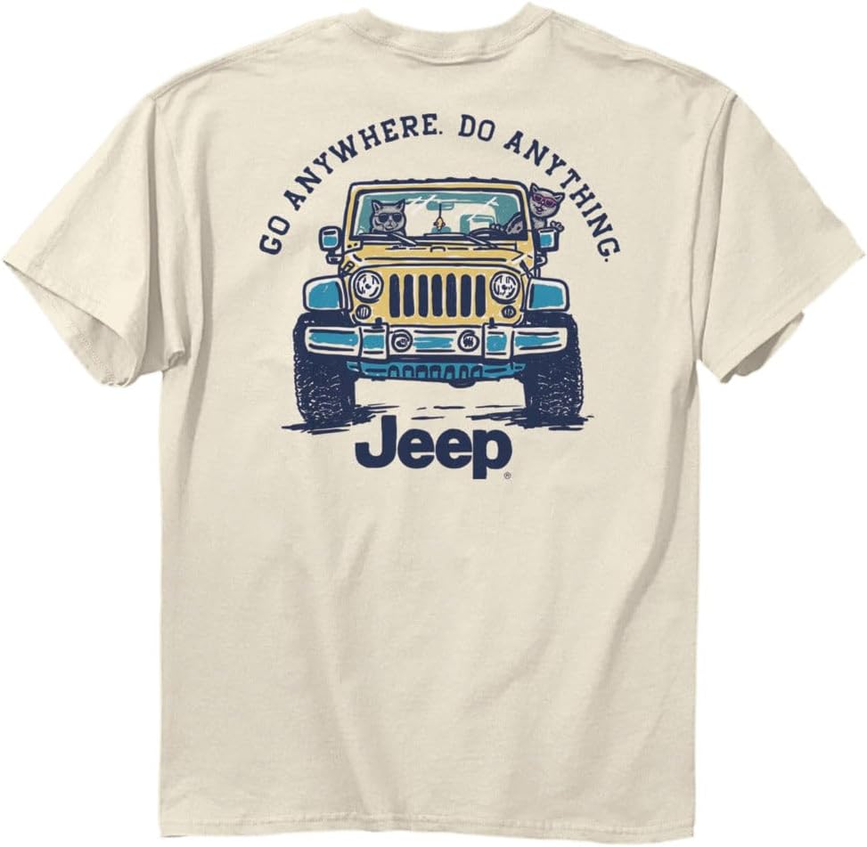 Camiseta Jeep Pet Ride, Marfil | Diseño Wrangler | 100% algodón