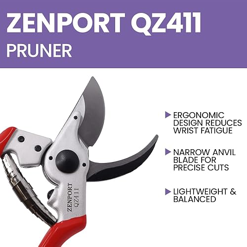 Miniatura 6 de Zenport QZ411 Podadora profesional de cabeza estrecha, corte de 1 pulgada, 8.25 pulgadas de largo