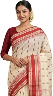 eC ESHA'S COLLECTION Women's Traditional Pure Cotton Katki Tant Saree Without Blouse Piece Price In India