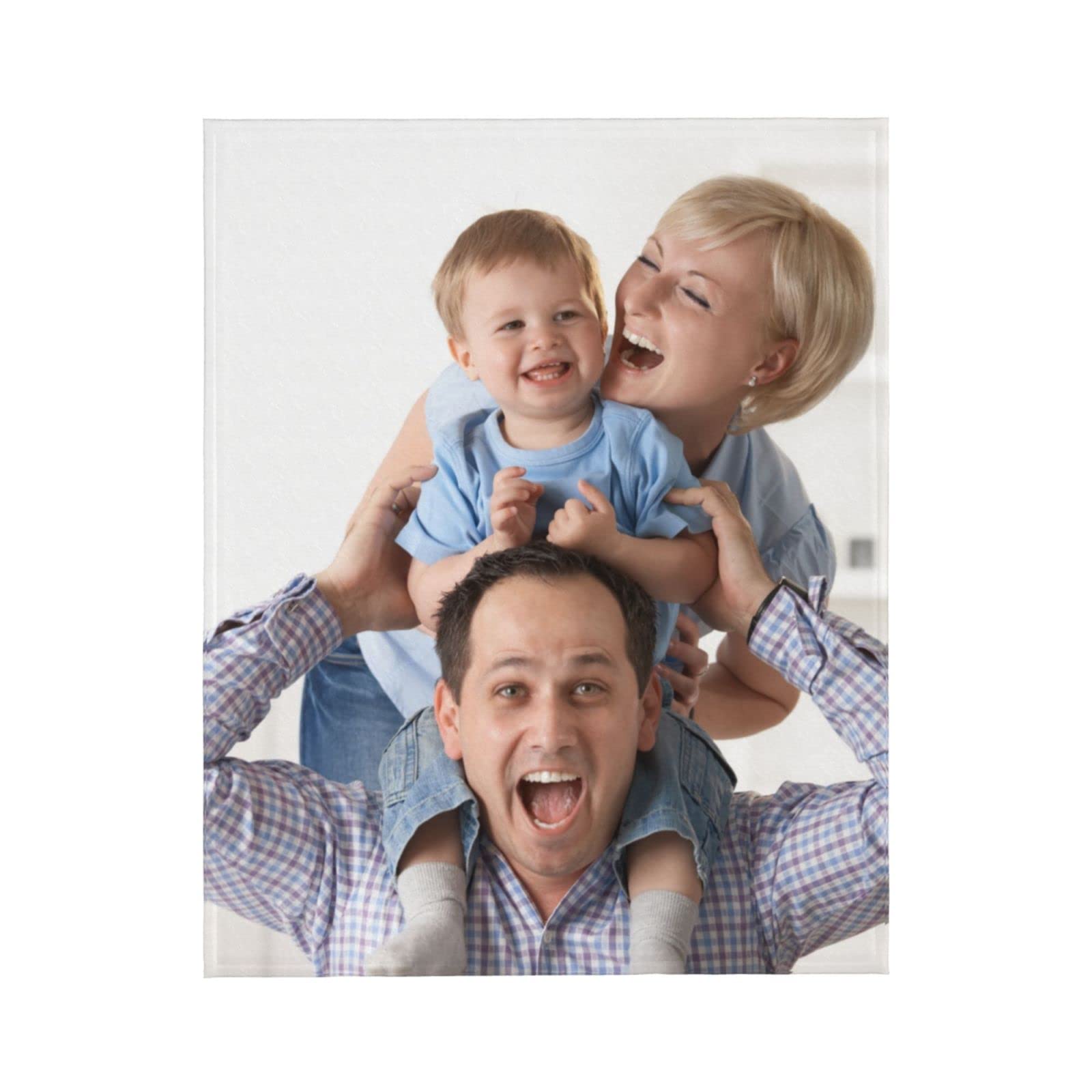 JeReVolng Custom Thick Blanket with Photo Text Personalized Bedding Thick Throw Blankets Customized Flannel Fleece Blankets for Family Birthday Wedding Gift (1 Photos, 60"x50"-Thick)