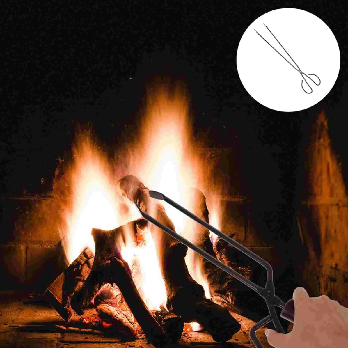 2pcs Lengthened Charcoal Tong Iron Clamp for Hot Coals and Logs