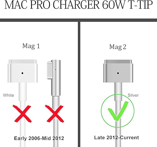 Miniatura 5 de Cargador Mac Book Pro, repuesto para Mac Book Pro de 13 pulgadas 2012-2016 Retina Display Ac 60W 2 T adaptador de corriente, cargador de laptop