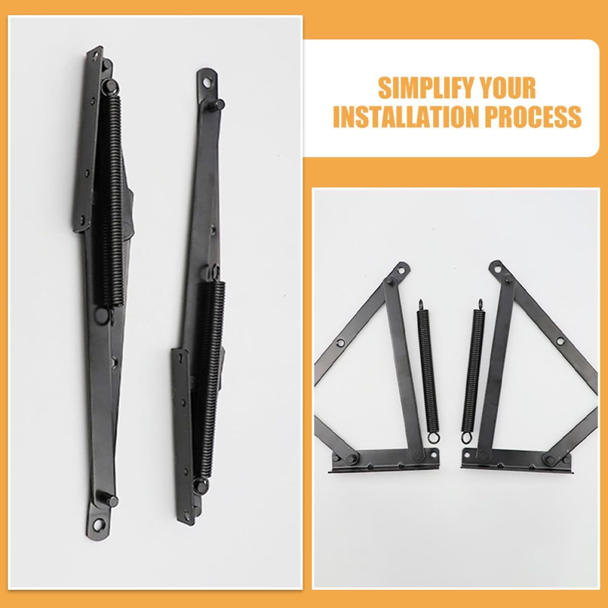 Spring Loaded Sofa Bed Hinge and Folding Storage Box Lift-up Corner Cabinet Hinge with Triangular Support, Sturdy Metal Folding Furniture Hardware for Sofa Bed and Storage Chest