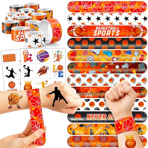 72PCS Basketball Party Favors Decorations, Tattoos & Slap Bracelets