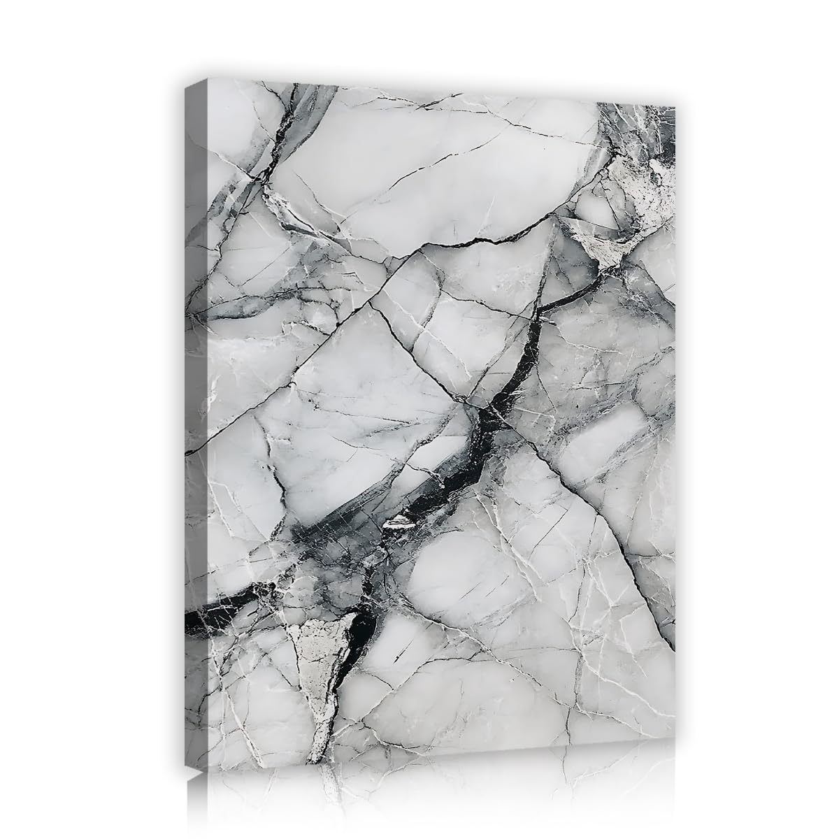 TOANGWALL White Marble Canvas Wall Art Abstract Stone Poster Black Vein Prints Mineral Picture Living Room Bedroom Corridor Minimalist Modern Home Decor 65x80cm