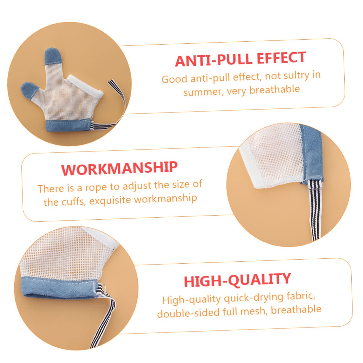 BESPORTBLE 1Pair Breathable Nylon Teething Gloves Half Finger Design for Newborns Easy to Hold Comfortable Skin Friendly for Summer Use