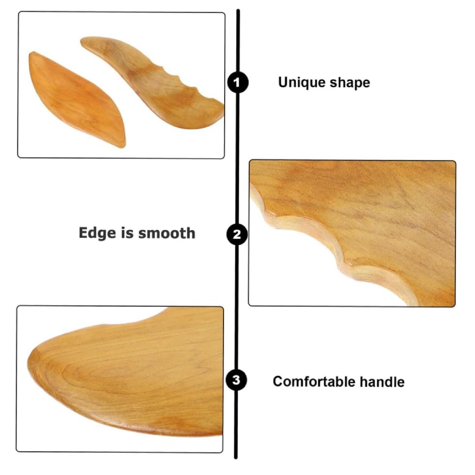 esmen Piedras de Masaje 4 Piezas de Madera Maciza Gua Sha Tablero de raspado Facial raspador de Cuidado de la Piel para Cara, Ojos, Cuello guasha Facia