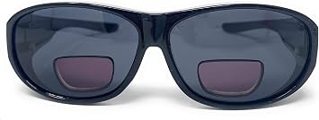 The Harley Tinted Polarized Bifocal Sunglasses, Bi Focal Sun Readers with Side Shield + 1.00 Black